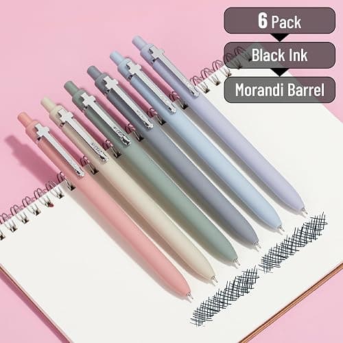Mr. Pen- Bible Journaling Pens, 6 Pack, 0.5 mm Black Ink, Retractable Gel Pens for Journaling, Morandi Barrel with Silver Cross Clip, Smooth Writing Aesthetic Pens for Women thumbnail 3