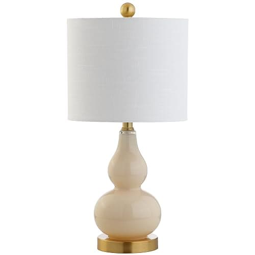 JONATHAN Y 20.5" Ivory Glass Table Lamp, Modern Gourd Bedside Nightstand Lamp for Bedroom, Living Room, White Linen Shade, LED Bulb Included (JYL1028B) thumbnail 7
