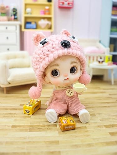 Cute BJD Blind Box,2 Random Poseable Dolls with Handmade Outfits & Crochet Hats,Birthday Gift for Girls,Surprise Mystery Box-Puff Bear Series thumbnail 5