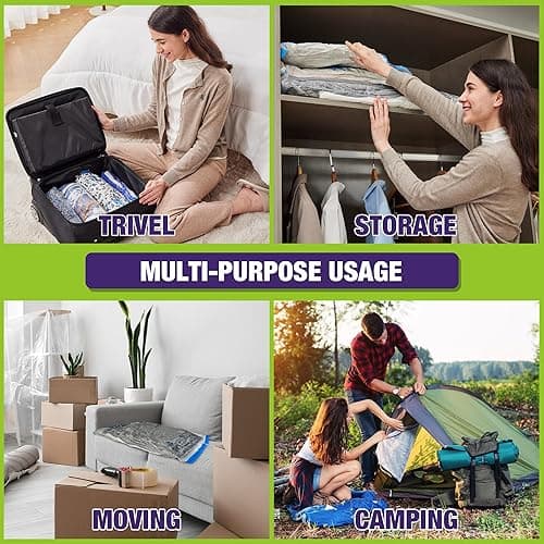 HIBAG Vacuum Storage Bags with Electric Pump, Vacuum Seal Space Saver Bags for Clothes, Clothing, Pillows, Blanket Bedding Comforters, Combo 20 pack - 20-COMBO-EPUMP thumbnail 7