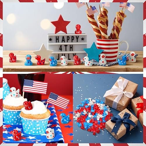 Wesiti 100 Pcs Patriotic Mini Ducks Independence Day Duck Figurines 4th of July Decor Memorial Day Mini Resin Ducks for Fourth of July Party Supplies thumbnail 5