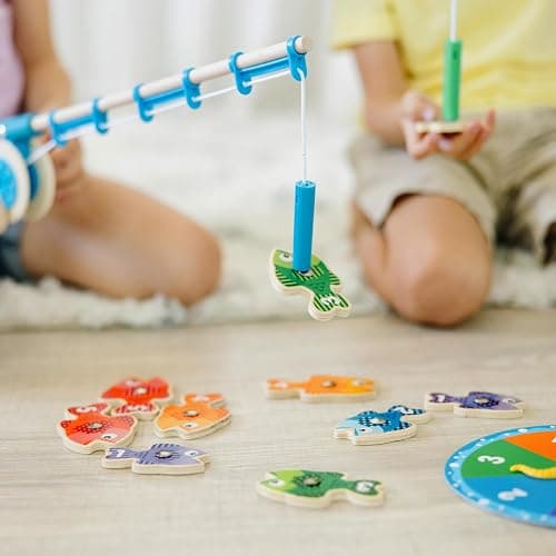 Melissa & Doug Catch & Count Wooden Fishing Game With 2 Magnetic Rods thumbnail 5