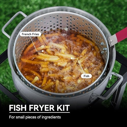 CreoleFeast TFS3010 Propane 30 Qt. Turkey and 10 Qt. Fish Fryer Boiler Steamer Set, 50,000 BTU Burner, Ideal for Outdoor Cooking thumbnail 5