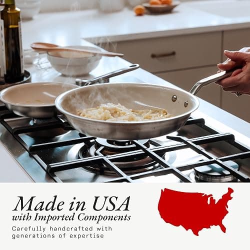 Made In Cookware - 3-Piece (Includes 8",10",12") Ceramic Non Stick Frying Pan Set (Stainless Handle) - 5-Ply Stainless Clad with Stay-Cool Handle - Professional Cookware thumbnail 7