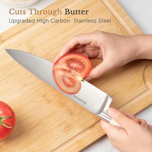 Knife Set,Astercook Kitchen Knife Set with Block 14-Piece Full Tang Stainless Steel Knives with Sharpener Dishwasher Safe and Anti-Slip Ergonomic Handle Valentine's Gift Utensils Set thumbnail 3