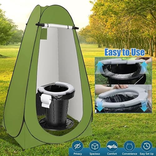 BLIKA Portable Toilet Kit for Camping, Camp Toilet with Pop-Up Privacy Tent, Toilet Bags and Eco Absorbent Gel, Foldable Portable Toilet for Adults, Portable Outdoor Shower Tent Camp Toilet thumbnail 5