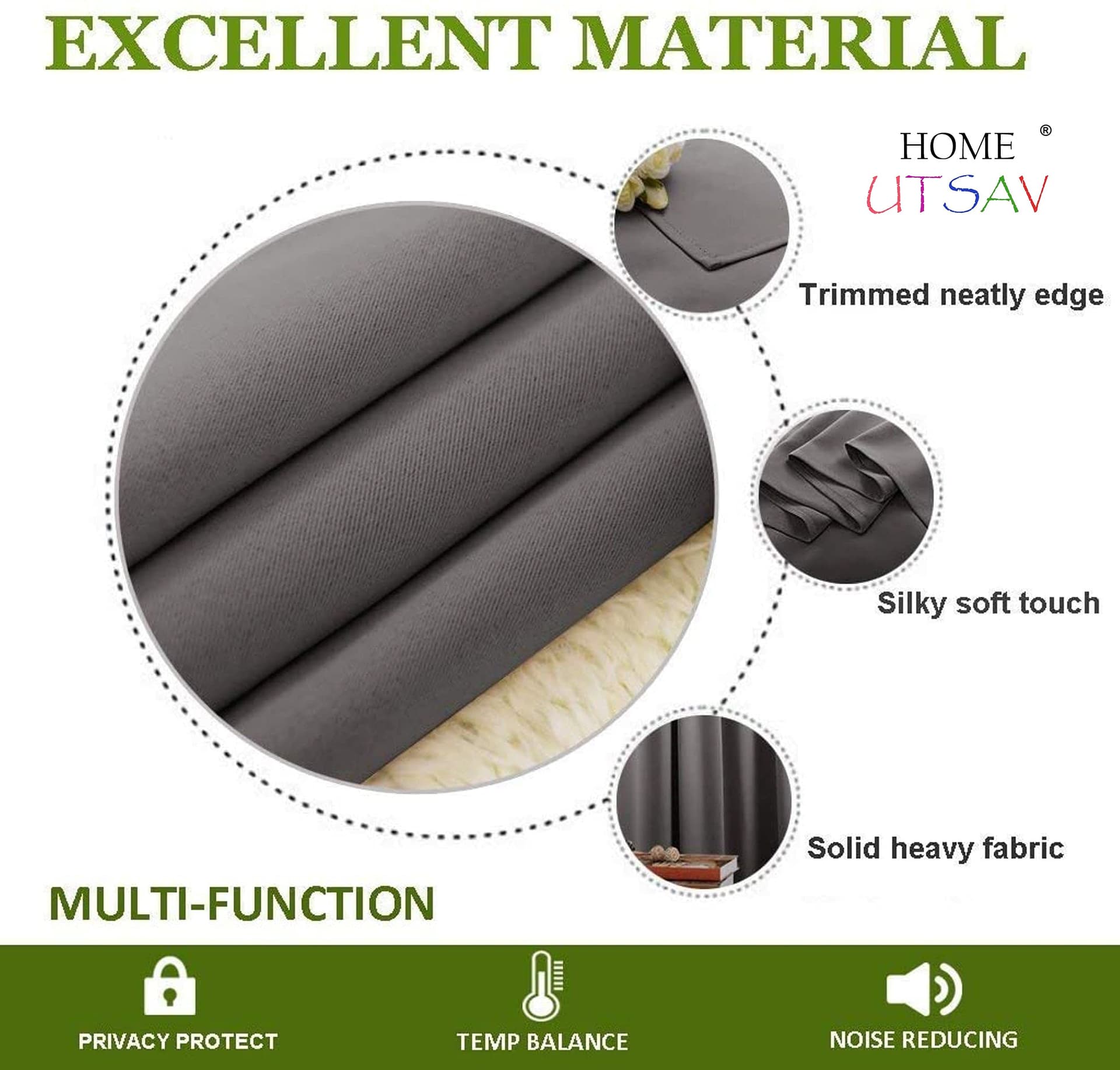Home UTSAV 1 Piece Faux Silk 100% Opaque Blackout Curtains for Window 5 Feet, Baby Pink (Baby Pink, 5 Feet (1Pc)) | Solid thumbnail 5