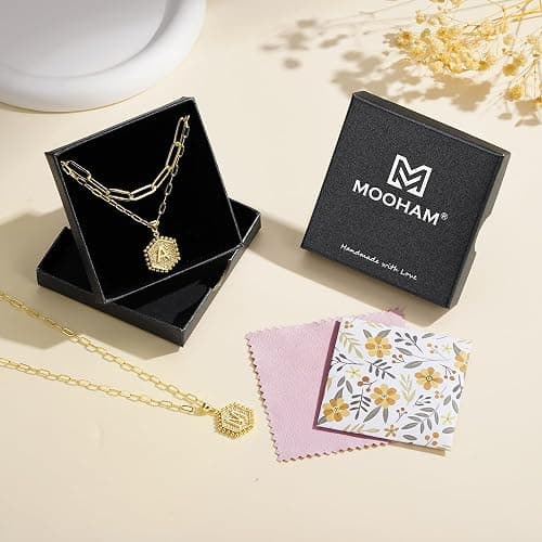 M MOOHAM Dainty Initial Necklaces for Women - Layering Necklace for Women Cute Hexagon Letter Initial Necklace Layered Necklaces for Womens Gifts thumbnail 8