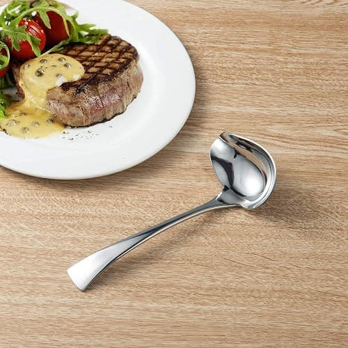 IMEEA Gravy Spoon Mini Gravy Ladle Drizzle Spoon 18/10 Stainless Steel Small Ladle for Sauce Serving, Set of 2 thumbnail 6