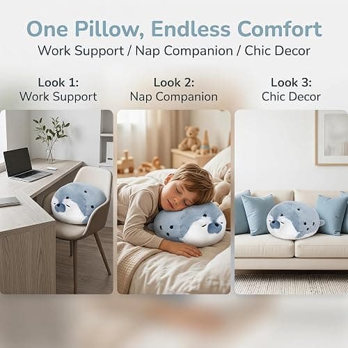 Chubby Blob Seal Pillow, 15.7" Cute Fat Seal Plushie Stuffed Animal Toy | Soft Ocean Animal Hugging Pillow, Squishy Mochi Seal Plush Body Pillow, Gift for Kids and Adults thumbnail 4