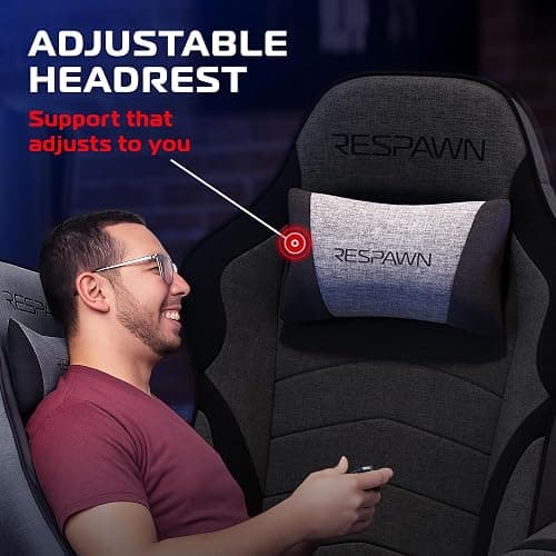 RESPAWN 900 Console Gaming Recliner with Footrest and Lumbar Support - Comfortable Ergonomic Gaming Chair with Headrest, No Wheels, Reclining, Heavy Duty, Racing Style Video Game Chairs - Gray Fabric thumbnail 3