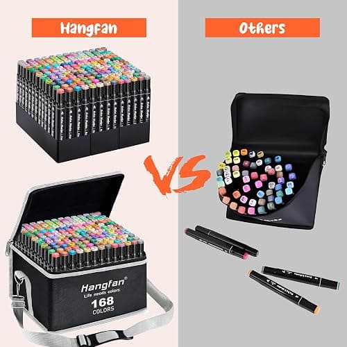 hangfan Alcohol Based Ink Art Markers, 168 Colors Broad&Fine Dual Tip Permanent Markers Pen Set for Professional Student Child Coloring Illustrations Sketch Drawing Painting Card Making (Black) thumbnail 4