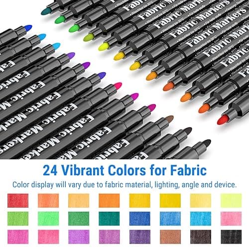 Fabric Markers Permanent For Clothes, 24 Colors Fabric Paint Pens -Waterproof & Machine Washable, Paint Markers for T-Shirt, Canvas Shoes,Bags,Baby Onesies, Fine Tip Clothing Marker for Laundry Marker thumbnail 2
