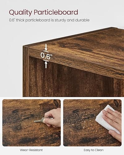 VASAGLE CUSTOS Collection - Bookshelf, 5-Tier Bookcase, Book Shelf, Open Storage Shelf, 9.4 x 23.6 x 52.8 Inches, for Living Room, Home Office, Dinning Room, Rustic Brown ULBC165X01 thumbnail 8