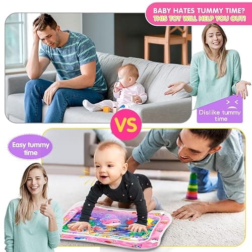 Infinno Tummy Time Mat Premium Baby Water Play Mat for Infants and Toddlers Baby Toys for 3 to 24 Months, Strengthen Your Baby's Muscles, Pink Theme Toys thumbnail 4