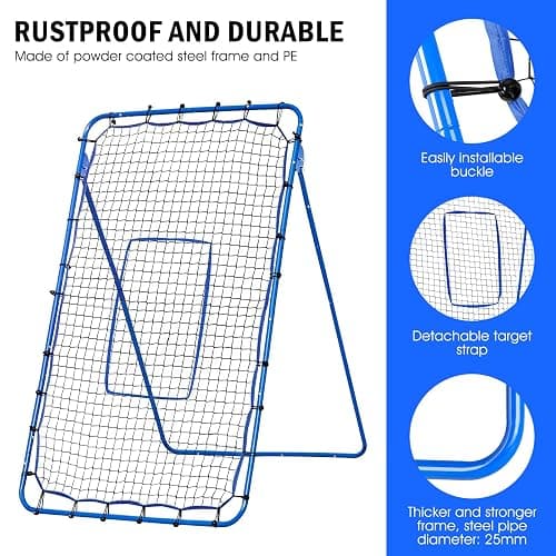 Winthai Volleyball Rebounder Net, 6 Angles Adjustable Pitch Bounce Back Baseball Softbal Lacrosse Rebound Sports Practice Training Equipment with Strike Zone for Backyard Indoor Outdoor thumbnail 7