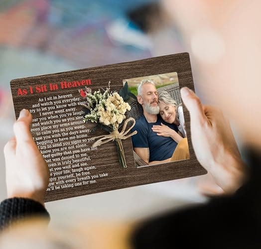CAIFZ Memorial Picture Frame with Bouquet, As I Sit In Heaven Wooden Photo Frame Gifts for Loss of Loved one, 4x6 inch Photo thumbnail 2