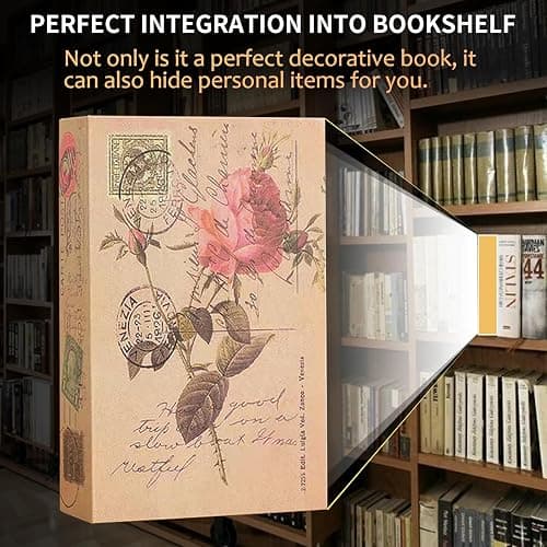 Decorative Book Safe Box with Combination Lock, Vintage Faux Book Hidden Safe for Decoration, Secret Diversion Book Safe Storage Box for Home Office Café Bookshelf （9.5"×6"×2.2"） - ROSE - Code thumbnail 4