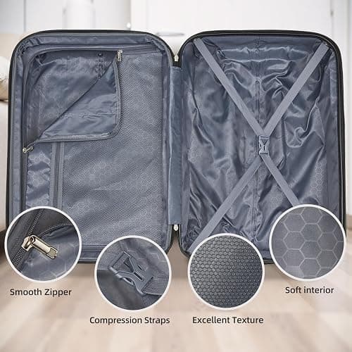 LARVENDER Luggage Sets 5 Piece Hardside Expandable Suitcase with Wheels Lock,PC+ABS Hardside Lightweight Rolling Suitcase for Women and Men,Cheetah thumbnail 5