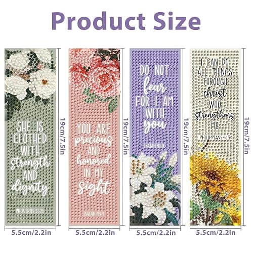 4 PCS Bible Diamond Painting Bookmarks, Flowers Diamond Art Bookmarks for Adults with Pendant, 5d Gem Art, Acrylic Bookmark Easy DIY Crafts for Books Decor Gift thumbnail 3