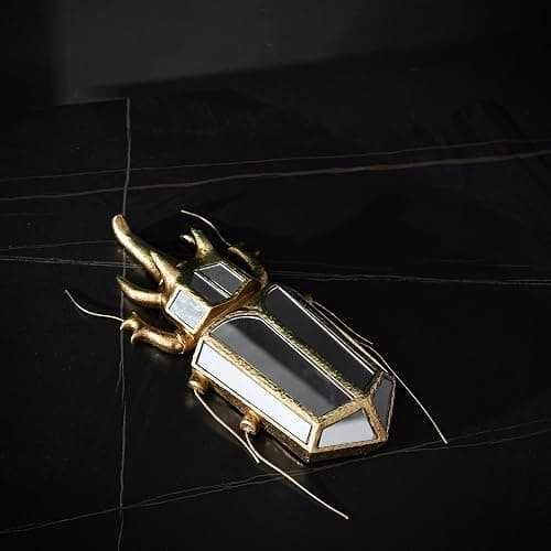 Xinleitan Decorative Bug and Dragonfly Mirrors - Gold Resin and Glass Wall Decor, Perfect for Victorian and European Themed Homes thumbnail 2