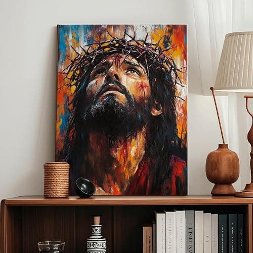 Framed Jesus Canvas Wall Art Crown of Thorns Picture Religious Print Poster Faith Christian Painting Artwork for Living Room Bedroom Church or Office Decor 12x16 Inch Ready to Hang thumbnail 2