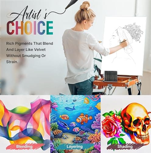 Black Widow Coloring Pencils for Adults – 24 Wax Soft Core Colored Pencils for Adult Coloring Books – Vibrant Color Pencil Set (Cobra Set) thumbnail 7