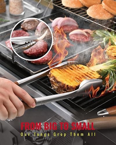 Heavy-Duty Heat-Treated Ash Wood BBQ Grilling Tools Set | Extra-Thick Stainless Steel Spatula, Fork & Tongs | Essential Barbecue Accessories, for Grill Enthusiasts thumbnail 4