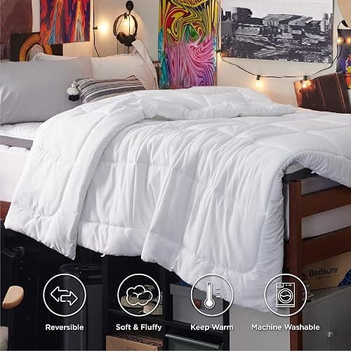 Bedsure Comforter Duvet Insert - Quilted Comforters Twin Size, All Season Duvet, GentleSoft Down Alternative Bedding, with 8 Tabs, Gifts for Women/Men, White, Twin XL 92 x 68 Inches thumbnail 3
