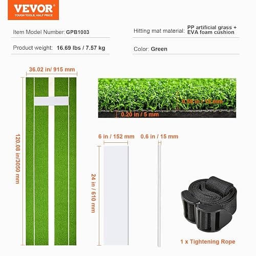 VEVOR 10x3ft Softball/Baseball Pitching Mat with Rubber Mound - Anti-Fade Turf & Anti-Slip Foam Backing, Portable Fastpitch Training Aid for Indoor/Outdoor Practice (Red/Green) thumbnail 8