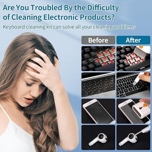 Keyboard Cleaner Laptop Cleaning Kit - All in One Computer Tech Cleaning Brush, Multi-Function Pc Accessories with Airpod Cleaning Kit, Electronic Laptop Screen Cleaner for MacBook, iPhone, Gaming thumbnail 5