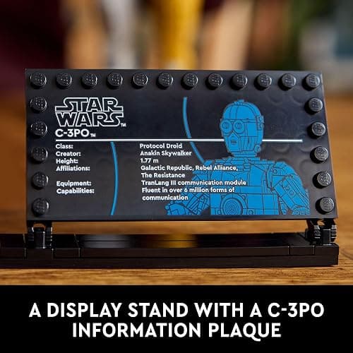 LEGO Star Wars C-3PO Buildable Droid Figure, Build and Display Model with C-3PO Minifigure, Star Wars Collectible for Home or Office Décor, Nostalgic Gift Idea for Adults, Fans or Collectors, 75398 thumbnail 4