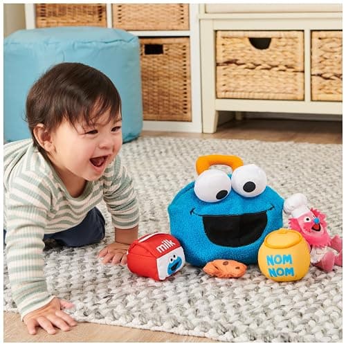 GUND Sesame Street Official Cookie Monster & Gonger Playset, Premium Plush Sensory Toys Playset for Ages 1 & Up, Blue, 8” thumbnail 4