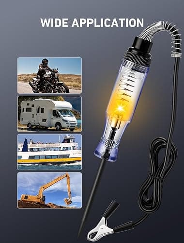 Test Light Automotive, Circuit Tester 6V-12V-24V DC Car Electrical Test Pen with Alligator Clip and Long Steel Probe, Continuity Voltage Fuse Tester for Sedan, SUV, RV and Truck thumbnail 6