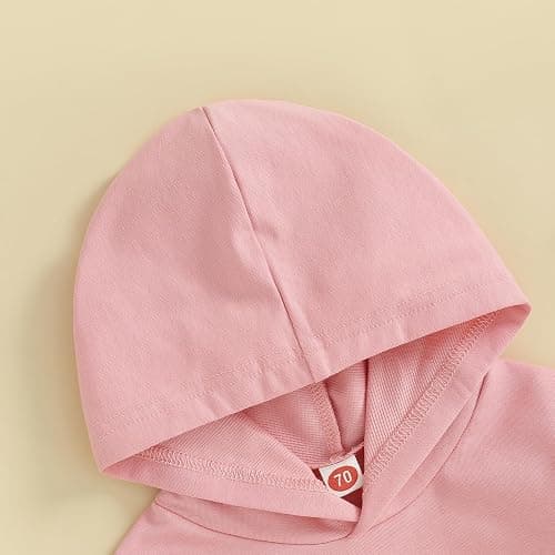 Covvoliy Newborn Baby Boy Girl Hooded Romper Long Sleeve Front Pocket Solid Color Hoodie Bodysuit Fall Winter Outfit thumbnail 5