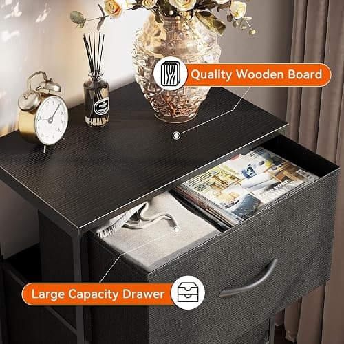 AODK Dresser for Bedroom Nightstand Small Dressers Chest of Drawers End Table for Living Room, Closet Dresser with 3 Storage Drawers Organizer Clothes, Black thumbnail 4