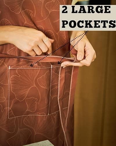 Premium Adjustable Cooking Aprons for Women with Pockets| Poly-Cotton Waterproof Kitchen Apron| Cute Floral Design, Long Ties thumbnail 4