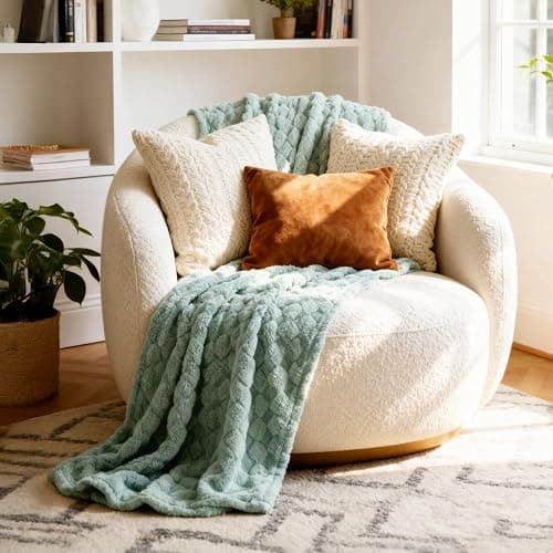 Bedsure GentleSoft Sage Green Throw Blanket for Couch - Checkered Fleece Blankets Christmas Gifts for Women Men Girls, Cute Soft Cozy Throw for Bedroom Home Decor Gifts, 50x60 Inches thumbnail 9