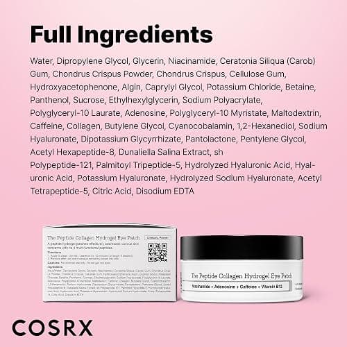 COSRX Pink Peptides Collagen Hydrogel Eye Patch for Puffy Eyes and Dark Circles, Under Eye Mask, 60 Under Eye Patches, Korean Skin Care - Stocking stuffers for women thumbnail 10