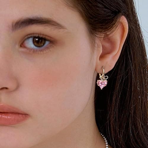 Sonateomber Gold Silver Small Hoop Dangle Earrings for Women, Trendy Dainty Rhinestone CZ Dangling Prom Wedding Leaf Flower Snowflake Butterfly Starfish Fashion Jewelry Gift thumbnail 2