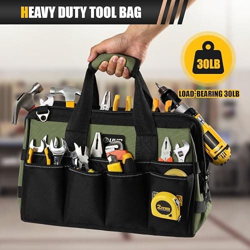 UUP Heavy Duty Tool Bag 15-Inch, 16-Pocket Portable Empty Tool Box Organizer Storage, Toolbox Organization, Soft Handle Large Zipper Carrying Toolbag, Dad Men Mechanic Birthday Stocking Stuffer Gifts thumbnail 4
