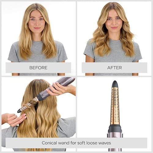 BaByliss Air Styler 1000W - All in One Hair Dryer Brush, Volumiser and Curler, Advanced Ionic Frizz-Control System, 4 Attachments, Copper/Grey, 2136U thumbnail 5