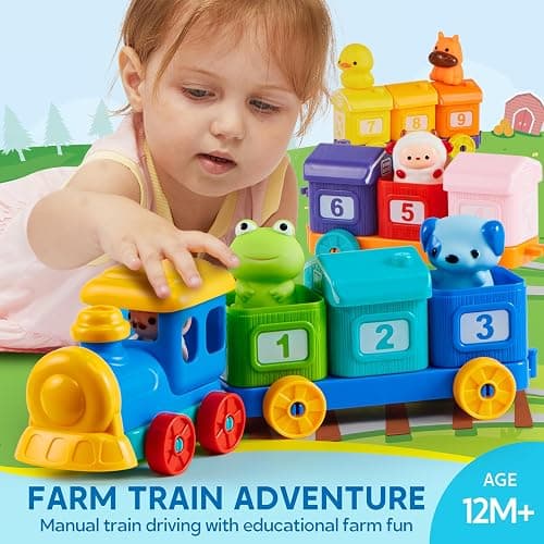 Play-Act Learning Toy, Counting, Matching & Sorting Montessori Farm Train thumbnail 2