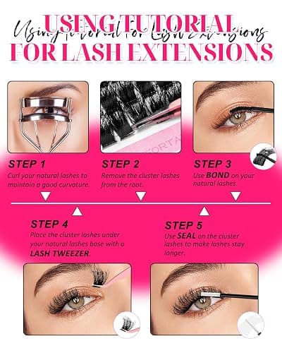 MilyBest 4 Styles Lash Clusters Kit 864Pcs Eyelash Clusters Lash Kit Volume Lashes Clusters D Curl DIY Individual False Eyelashes with 2 Bond&Seal Wispy Bulk Cluster Eyelash Extensions Kit De Pestañas thumbnail 9