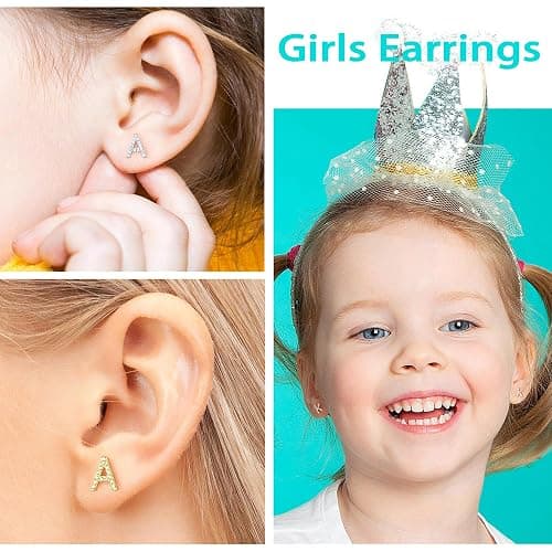 MONOOC Easter Gifts for Kids Toddlers Teens - Easter Basket Stuffers Hypoallergenic Earrings for Kids Girls Initial Earrings Personalized Birthday Gifts for Girls thumbnail 3
