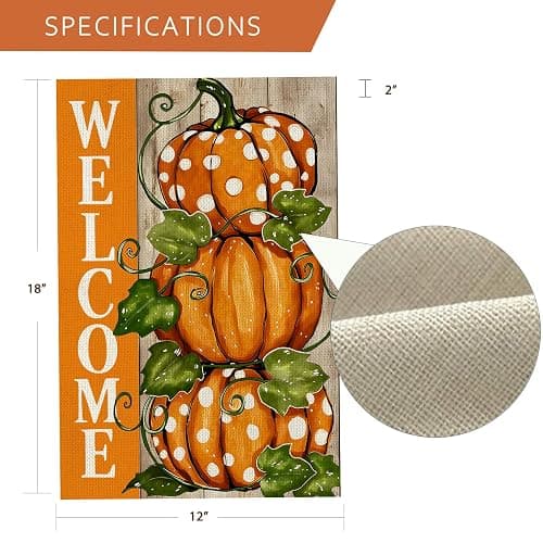 Fall Decorations Garden Flag 12x18 Inch for Outside Double Sided Weather & Fade Resistant Pumpkin Welcome Yard Flags Thanksgiving Outdoor Home Fall Decor thumbnail 3