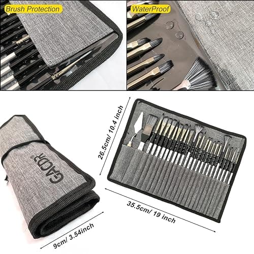 GACDR Acrylic Paint Brush Set, 24 Pieces Paint Brushes for Acrylic Painting with Cloth Roll Case and 2 Sponges, Pinceles para Acrilico for Oil Watercolor Gouache thumbnail 2