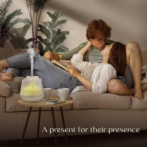 Earnest Living Rose Essential Oil Diffuser 150ml – Mini Ultrasonic Aromatherapy Humidifier for Bedroom & Desk, Quiet Mist, USB Powered, 7-Color Night Light, BPA for Women, Frosted White thumbnail 2