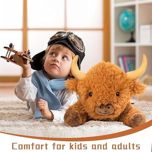 5lbs Highland Cow Weighted Stuffed Animals, 24in Giant Highland Cow Gift Plush Toy,Adorable Stuffed Animal for Kids and Adults Highland Cattle Plushie Pillow Decor thumbnail 7