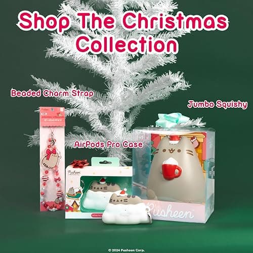 Hamee Pusheen The Cat Christmas Jumbo Squishy Toy Collectible Slow Rising Cute SquiSHU Birthday Gift, Party Favors, Stress Relief – Holiday Pusheen with Hot Cocoa thumbnail 4